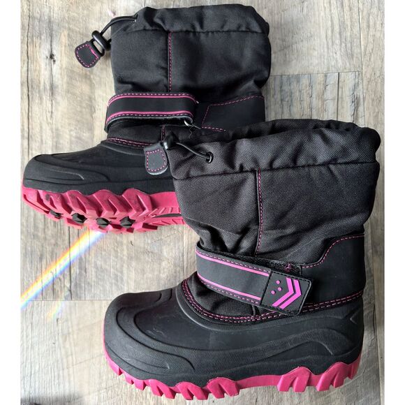 Little Girl's Size 13 Black/Pink THERMOLITE Snow Boots - Picture 1 of 6